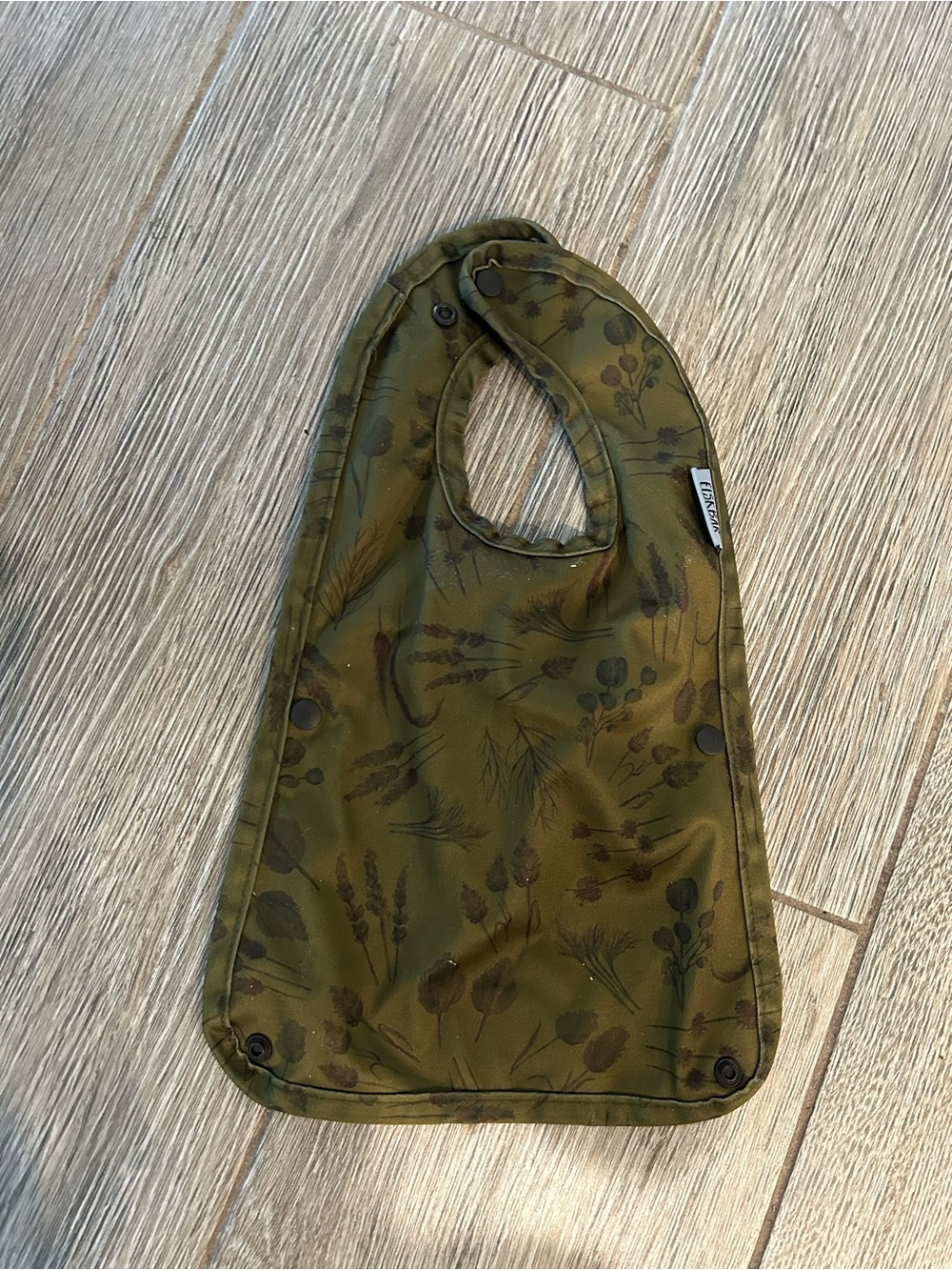 Elskbar Details Olive Green Floral Baby Bib